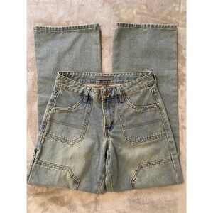 Cali 1850 Carpenter‎ Jeans Womens 3/26 Blue Relaxed Straight Leg Utility Y2K